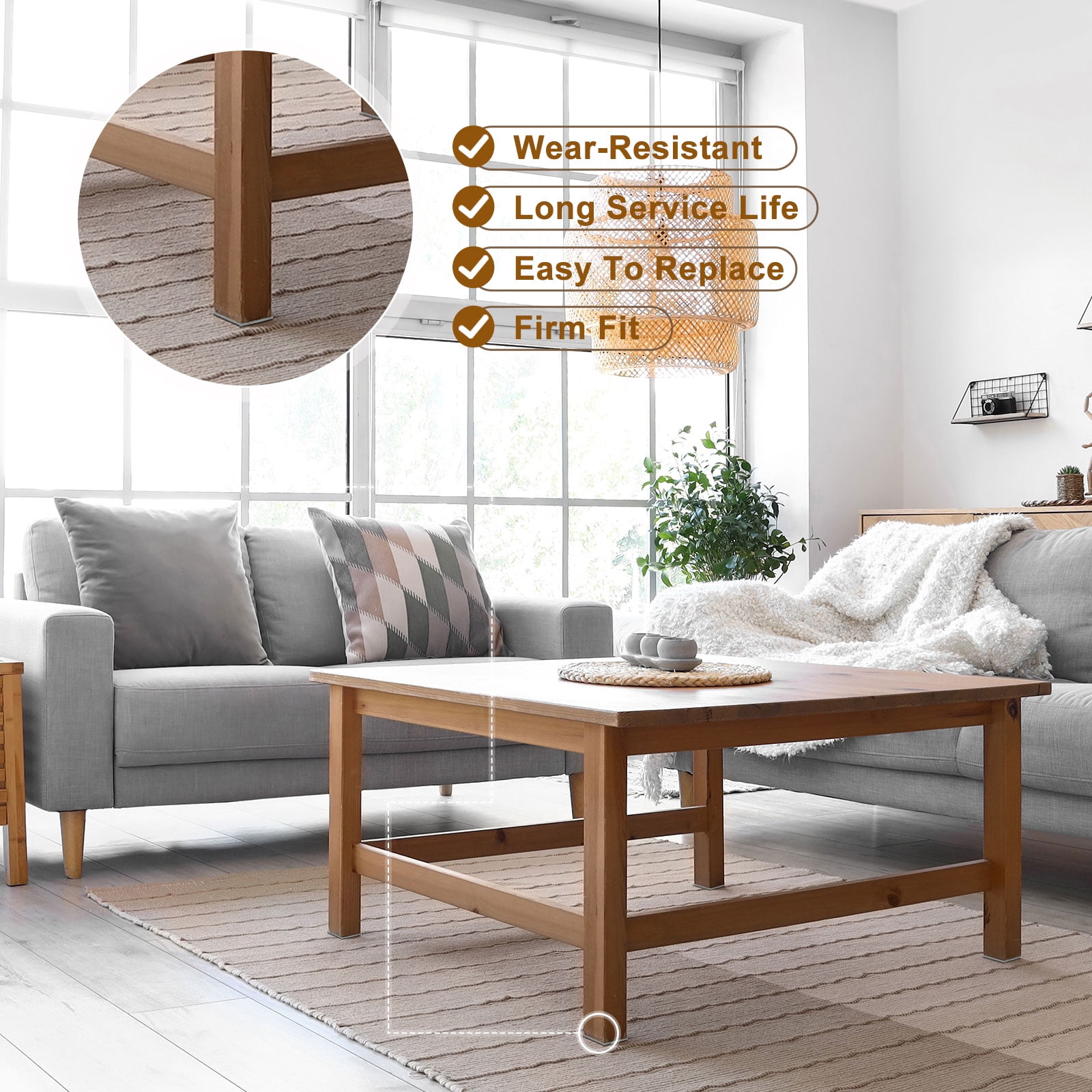 Felt Furniture Pads, 9Pack 7.87" x 5.91" Adhesive Backed Felt Non-slip Anti-scratch Chair Leg Protectors for Protecting Hardwood Floor, Grey