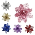 thumbnail image 5 of 24 piezas de flores navideñas, decoración de flores navideñas, adornos para árboles de Navidad con purpurina, árbol de Navidad con purpurina, flores artificiales de Navidad, purpurina de Navidad, 5 of 5