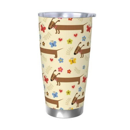 

Junzan Dachshund Dog And Flower for 20oz Stainless Steel Insulated Car Cup with Spillproof Lid - Insulated Coffee Mug Thermal Cup-Without Straw