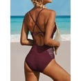 thumbnail image 5 of Attraco Women One Piece Swimsuit V Neck Sexy hollow Backless Monokini, 5 of 9