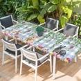 thumbnail image 2 of Easter Rabbits Table Cloths for 8 Foot Rectangle Tables, Spring Cute Bunny Eggs Flowers Leaf Blue Plaid Patio Waterproof Elastic Fitted Tablecloths, Washable Rectangular Table Cover for Camping, 2 of 8
