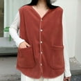 thumbnail image 4 of Lmnyox Sherpa Fleece Vest for Women Fashion Sleeveless Button Down Vest Outerwear Solid Thermal Casual Vest, 4 of 6