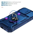 thumbnail image 4 of Design for iPhone 16 Pro Max Phone Case with Camera Lens Sliding Cover Ring Holder Kickstand - Shockproof Heavy Duty Rugged Military Grade Bumper Protective Case for Women Men, Blue, 4 of 9