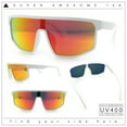thumbnail image 2 of Bold Color Mirror Shield Sport Plastic Wrap Curved Sunglasses White - Orange Mirror, 2 of 8