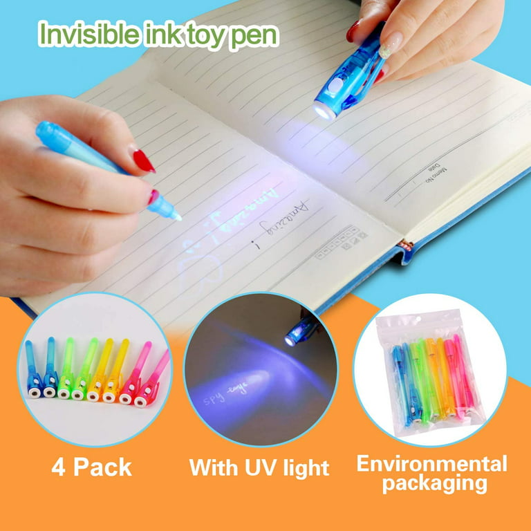EODVICS Invisible Ink Pens with UV Light for Kids, 28 Pack Spy Pen  Disappearing Ink Pen