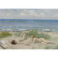 thumbnail image 2 of Paul Fischer 18x14 Black Ornate Wood Framed Double Matted Museum Art Print Titled - Girls on the Beach, Bastad, 2 of 5