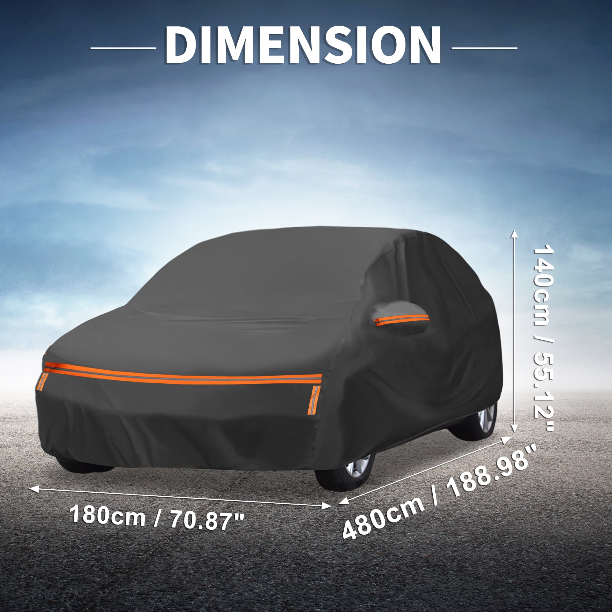 Unique Bargains Car Cover Alum Film for Hatchback Black 188.98"x70.87"x55.12"