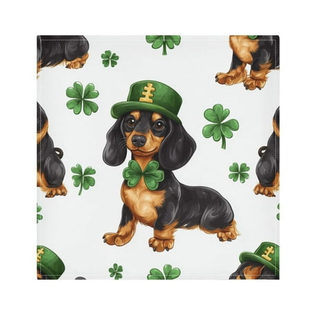 

WOBOGO St Patricks Pattern Of Dachshund in A Shamrock Hat Cloth Napkins 6 Pieces Soft Elegant Touch Durable Absorbent Quick Drying for Elegant Dining