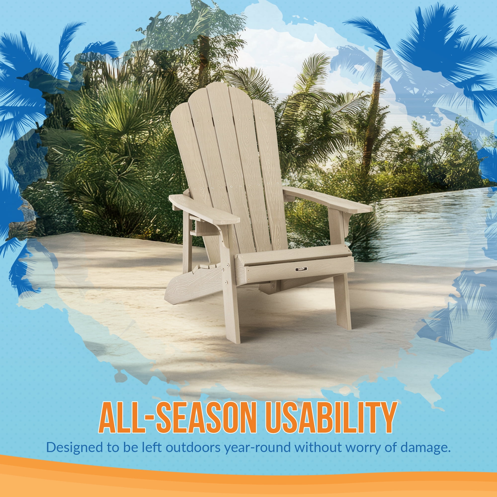 Bluewave Ez-Care Tek-Wood Adirondack Chair Slate Grey