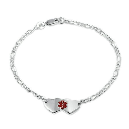 Medical Medical Id Bracelet - Heart Shape Medical Identification Doctors Engravable Medical Alert ID Bracelet For Women For 925 Sterling Silver