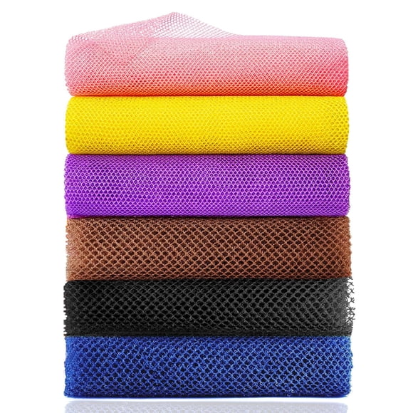 ROTOPATA 6 piezas de esponja de red exfoliante africana de 33 pulgadas de largo, esponja de baño, red de fregado corporal para la piel de la espalda, uso diario más suave (negro/azul/marrón/amarillo/r
