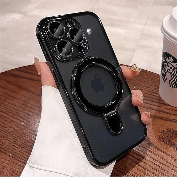Compatible for iPhone 13 Pro Max Case with Magnetic Ring Stand,[Compatible with MagSafe] [Military Grade Drop Protection] Light Luxury Silicone Slim Shockproof Case for iPhone 13 Pro Max-Black