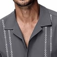 thumbnail image 4 of Afuyipoi Men's Floral Button-Down Shirt,Stylish Print Turn-Down Collar Short Sleeve Gray 2XL, 4 of 6
