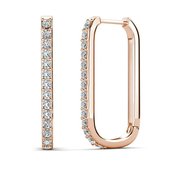 Cate & Chloe Nadia Boucles d'Oreilles Créoles 24 mm Plaquées Or Rose 18k avec Cristaux Swarovski Cadeau pour Femmes