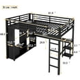 thumbnail image 5 of Queen Size Loft Bed Frame with Built-in Wardrobe, Metal Loft Bed with Desk and Storage Shelves, Black, 5 of 10