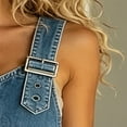 thumbnail image 3 of Morttic Women's Retro Denim Romper – Vintage Style Suspenders Shorts Jumpsuit with Pockets, Loose Fit Casual Streetwear Blue，S, 3 of 6