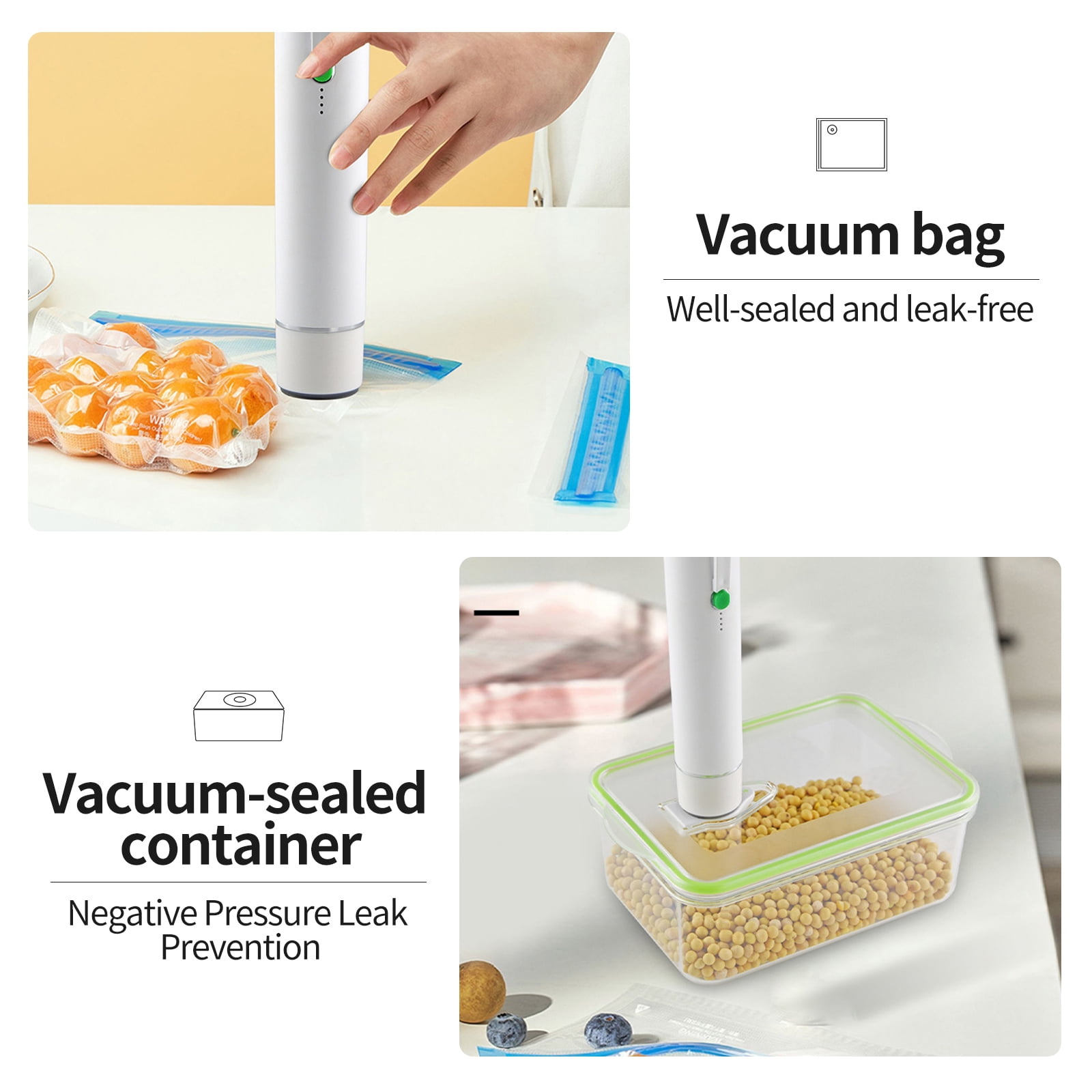Vacuum Sealer for Food with 40 Reusable Bags, Powerful Handheld Vacuum Sealer, Sealing and Freshness Wonder, Wireless and Portable