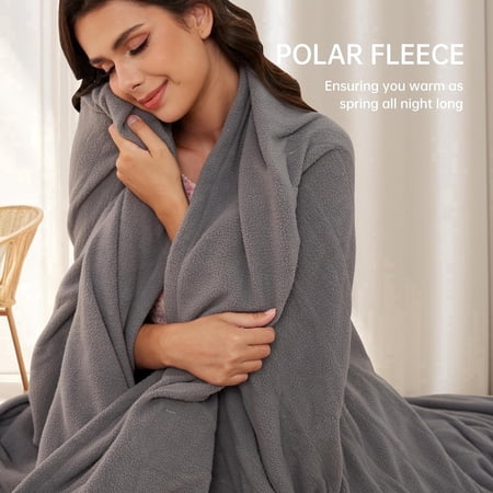SUNNY HEAT Electric Heated Blanket Full Size 72" x 84" Soft Flannel with 4 Levels Heating & 10Hs Auto off, Machine Washable, Grey