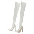 thumbnail image 4 of Dakaela Women's Mesh Thigh High Boots Pointed Toe Sparkly Stilettos High Heels Over The Knee Boot, 4 of 7