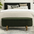 thumbnail image 2 of Ottoman Oval Storage Bench,Rubber Wood Leg,Green(46."X17.7"X10.8"),Green Foam Furniture Primary Living Space Ottomans, 2 of 10