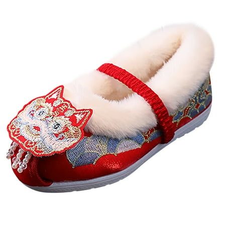 

Zlekejiko Girls Tiger Head Shoes Ancient Hanfu Shoes Children Baby Cloth Shoes New Year Clothing Shoes Cotton Shoes
