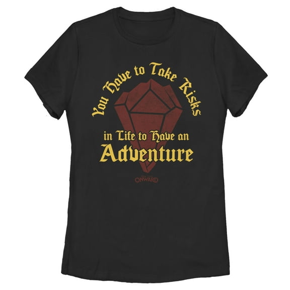Women's Onward Take Risks to Have Adventure  Graphic Tee Black Small