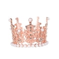 thumbnail image 3 of Corona de novia, tiara de cumpleaños, tocado, diadema, tocados para desfiles, corona de princesa rosa áurea, 3 of 9