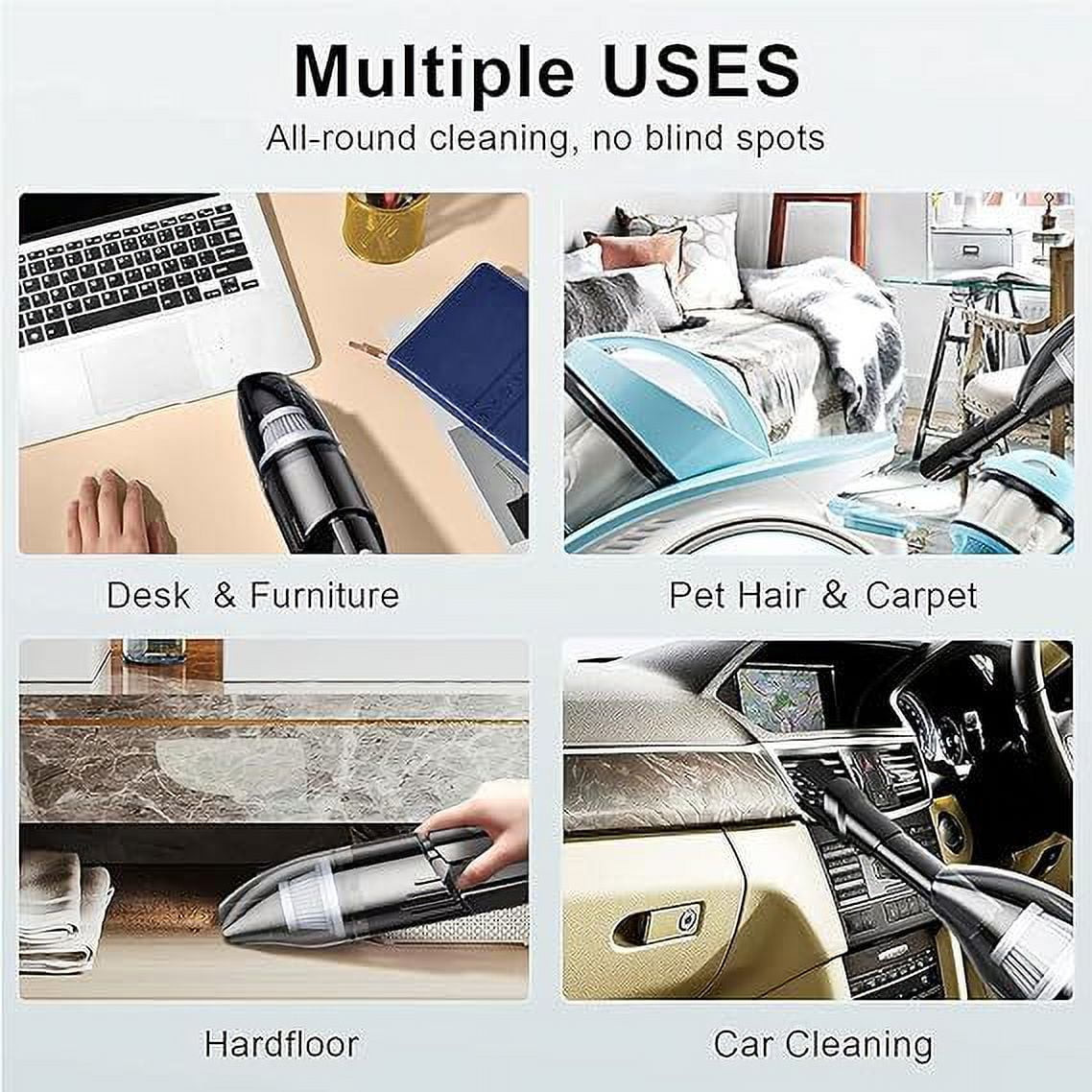 AOWEE Car Vacuum Cordless Rechargeable,Lightweight Portable Small Handheld Vacuum Cleaner with 12000Pa Suction Power for Quick Cleaning, Hand Held Vacuum for Car Home and Office(Black)
