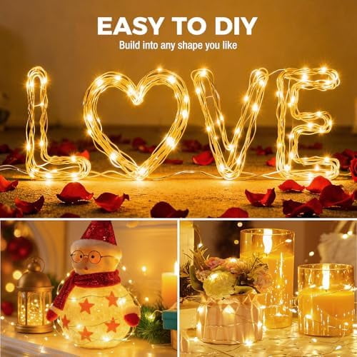 Twinkle Lights Battery Operated 30 Packs Fairy Lights, 3 Modes, Bulk Mini Waterproof Silver Wire for Weddings Mason Jars Party, Led String Lights, Garden Decor, Warm white