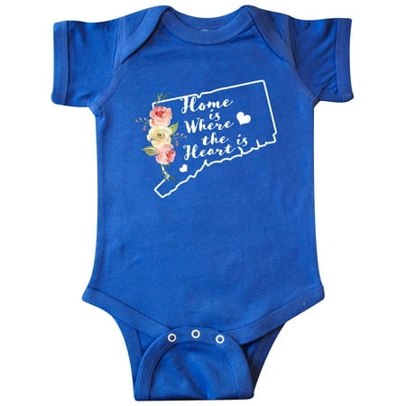 

Inktastic Connecticut Home is Where The Heart is with Watercolor Floral Gift Baby Boy or Baby Girl Bodysuit