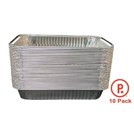 Disposable Drip Pans pinkada® Aluminum Foil Drip Pans - Disposable Aluminum Foil Bulk Package of BBQ Grease Pans also Great for Baking, Roasting and Cooking, 10 count ()