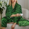 thumbnail image 6 of Daiia Natural Green Leaves for Women's Long-Sleeved Pajama Set – Soft & Comfortable Sleepwear Button-Up Pajamas Cozy Lounge Wear-Medium, 6 of 7