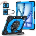 thumbnail image 2 of Dteck with Pencil Holder Case for iPad Air 13 inch 2025/2024,Heavy Duty Silicone Case 360 Degree Rotating Handle Stand Cover with Shoulder Strap for iPad Air 13-in. M3/M2,Black+Blue, 2 of 9