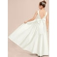 thumbnail image 5 of Drtj Formal Dress for Teen Girls Bow A-line V-Neck Floor-Length Satin Flower Girl Dresses for Wedding Kids Floor Length Princess Pageant Dres, Sized 4, Color Lvory, 5 of 6