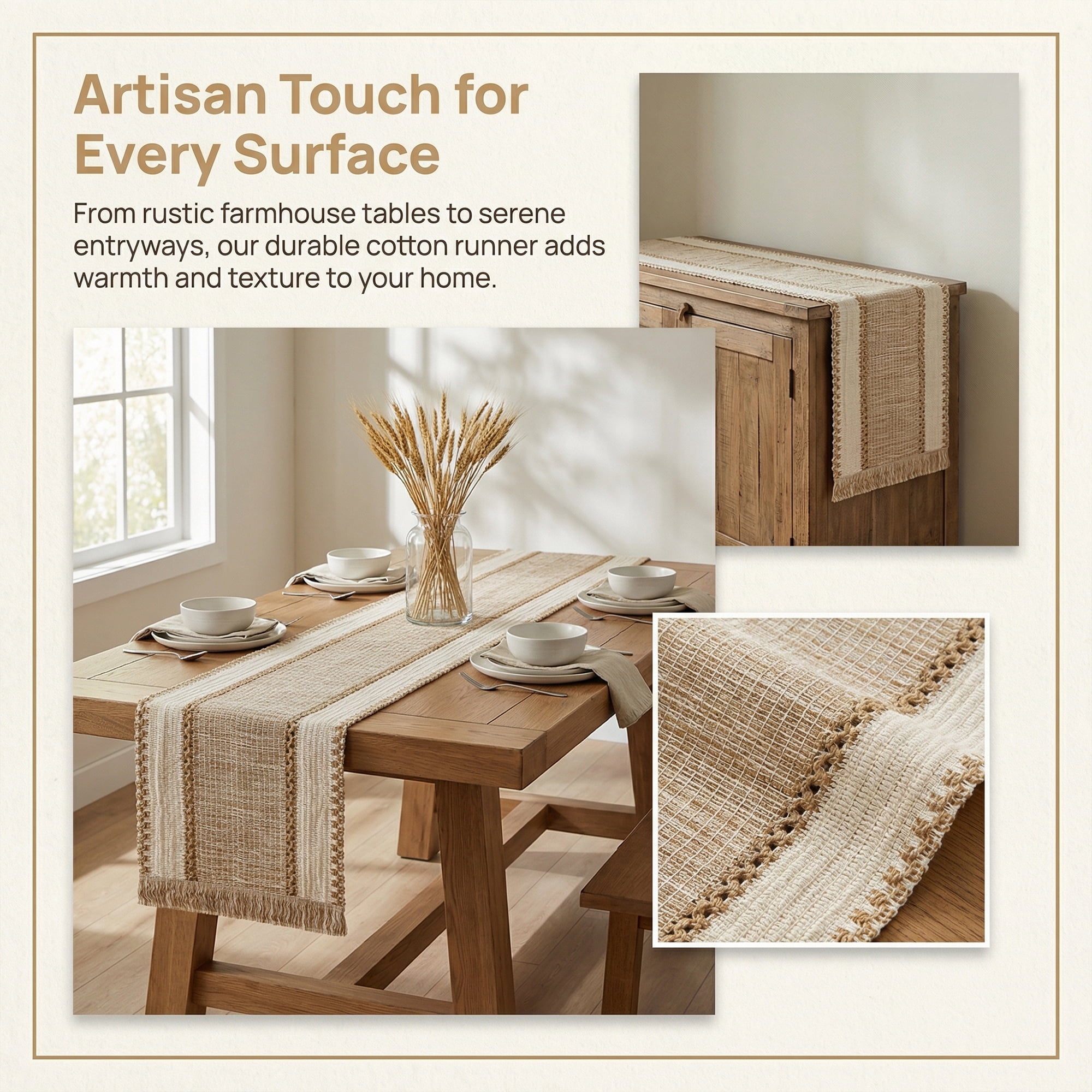 Unique Bargains Birthday Decorations Long Kitchen Runner with Tassel Coffee 11.8x70.9in