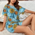 thumbnail image 4 of Balery Sunflowers Pattern Womens Pajama Sets 2 Piece Soft Short Sleeve Top and Shorts Sleepwear Round Neck Pjs Lounge Set with Pockets-4X-Large, 4 of 7