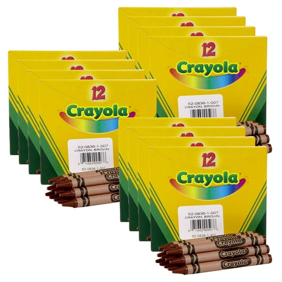 Crayola Bulk Crayons, Brown, Regular Size, 12 Per Box, 12 Boxes