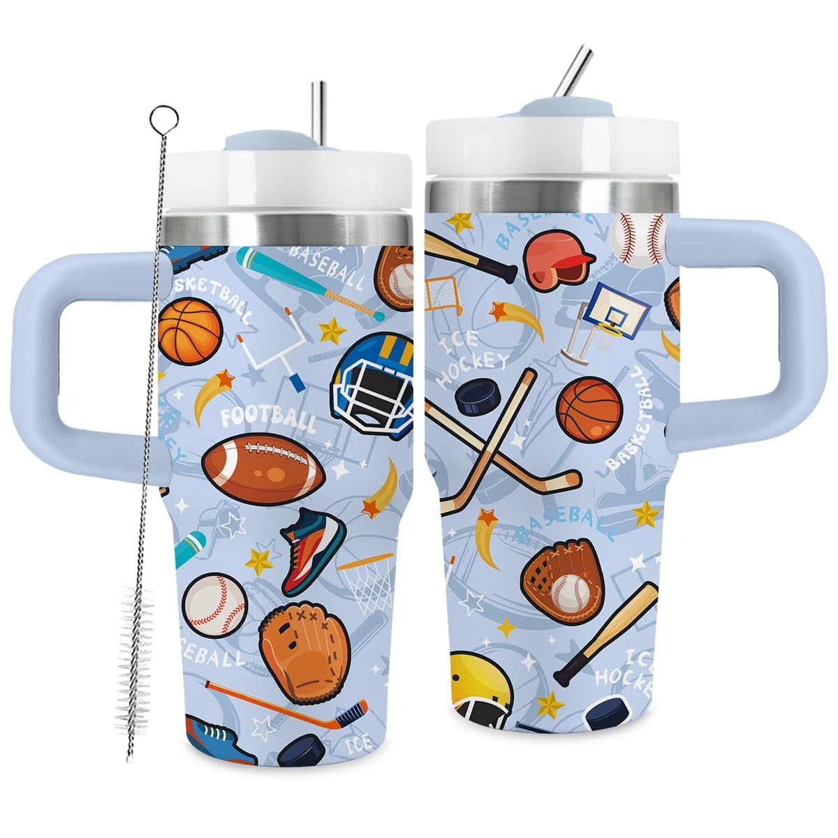 JOPJOLIW 14oz Sport Theme Tumbler with Handle and Straw, Stainless Steel Vacuum Insulated Tumblers, Birthday Gifts for Sport Lover, Boy, Son, Gift for Men on Christmas Fathers Day