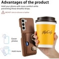 thumbnail image 6 of Phone Case for Samsung Galaxy S22 Plus S22+ 5G Wallet Cover with Screen Protector and Thin Slim Ring Stand Credit Card Holder Cell Accessories S22+5G S22plus 22S + S 22 22+ Women Men Brown, 6 of 15