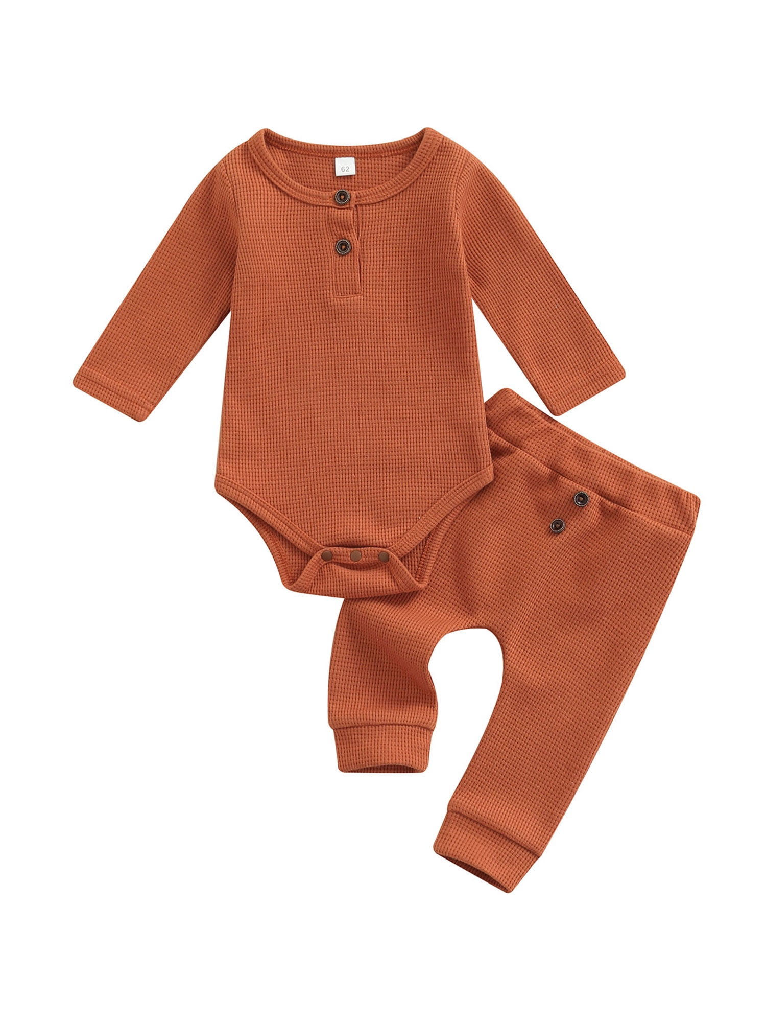 Newborn Baby Girl Boy Two Piece Clothes Long Sleeves Romper Tops and