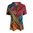 thumbnail image 4 of SOOMLON Women's Summer Tunic Tops Casual Sweatshirt for Leggings Western Print V Neck Zipper Short Sleeve Tops Orange2 M, 4 of 5