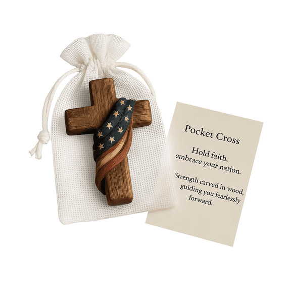 Pocket Prayer Cross with Inspirational Card and Carry Bag for Spiritual Comfort and Encouragement Handheld Wooden Cross for Christian Religious Gift