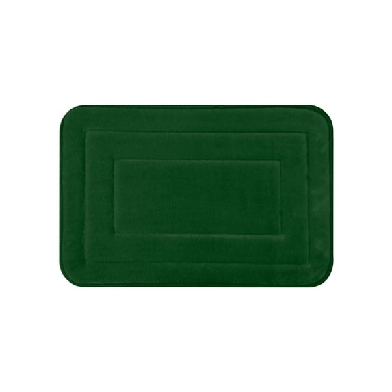 Green Non-Slip Bathroom Rug, 16x24in Water Absorbent Entry Mat for Shower - Soft Velvet Shower Room Rug, Quick Dry Rubber Back Doormat, Polyester Foam Floor Mat for Toilet, Modern Solid Color