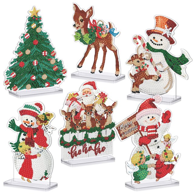 Kit de pintura con diamantes Moucuny, 6 unidades, letreros acrílicos navideños