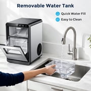 Snowyermine Nugget Ice Maker Countertop, 44 lbs per Day, Soft, Chewable Sonic-Style Pebble Ice, One-Touch Self-Cleaning, Stainless Steel, Silver, for Home, Kitchen, Office, RV and Camping