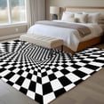 thumbnail image 4 of 8'x10' Area Rugs, Black White Plaid Indoor Outdoor Area Rug for Living Room Bedroom, Modern Abstract Checkered Striped Washable Bathroom Rugs Kitchen Floor Carpet Mats Home Decor Aesthetic, 4 of 8