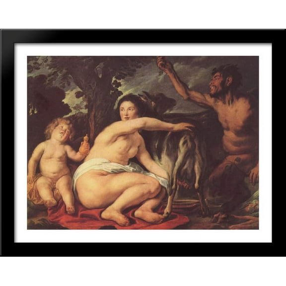 The Childhood of Zeus 36x28 Large Black Wood Framed Print Art by Jacob Jordaens