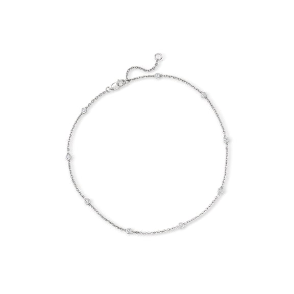 Ross-Simons 0.25 ct. t.w. Diamond Station Anklet in Sterling Silver, Women's, Adult