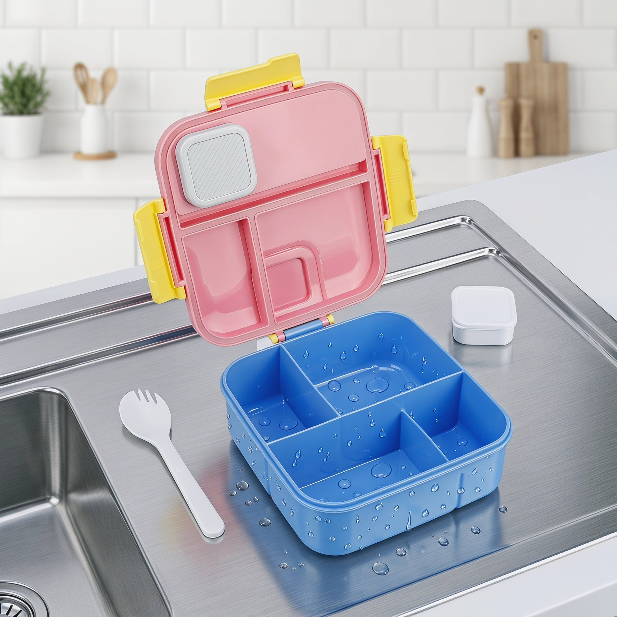 Unique Bargains Portable Leak-Proof Meal Lunch Bento Box Pink