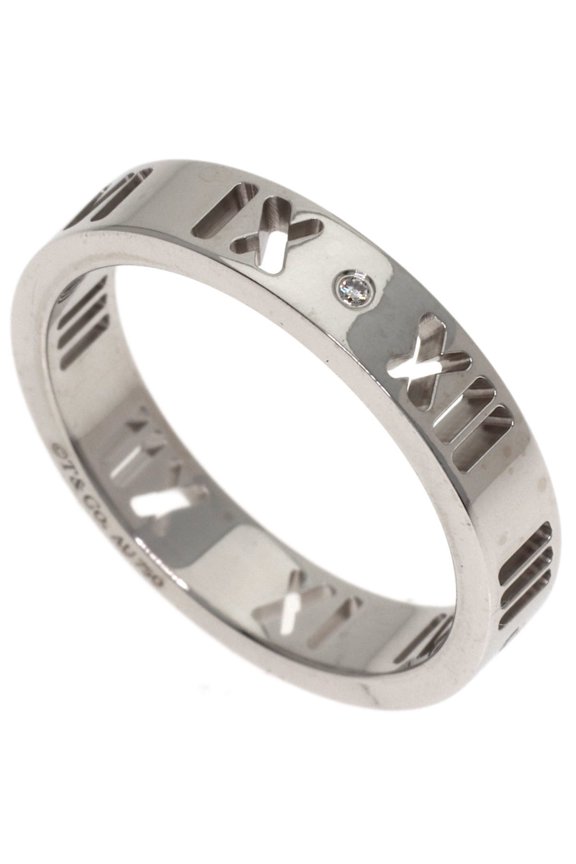 Pre-Owned Tiffany & Co. Atlas 4P Diamond Ring, 18K White Gold, Women's.